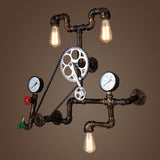 Bronze Faucet Pipe Chainset Sconce Cyberpunk Iron 3 Lights Garage Wall Mount Lighting Fixture Clearhalo 'Art deco wall lights' 'Cast Iron' 'Glass' 'Industrial wall lights' 'Industrial' 'Middle century wall lights' 'Modern' 'Rustic wall lights' 'Tiffany' 'Traditional wall lights' 'Wall Lamps & Sconces' 'Wall Lights' Lighting' 1950005