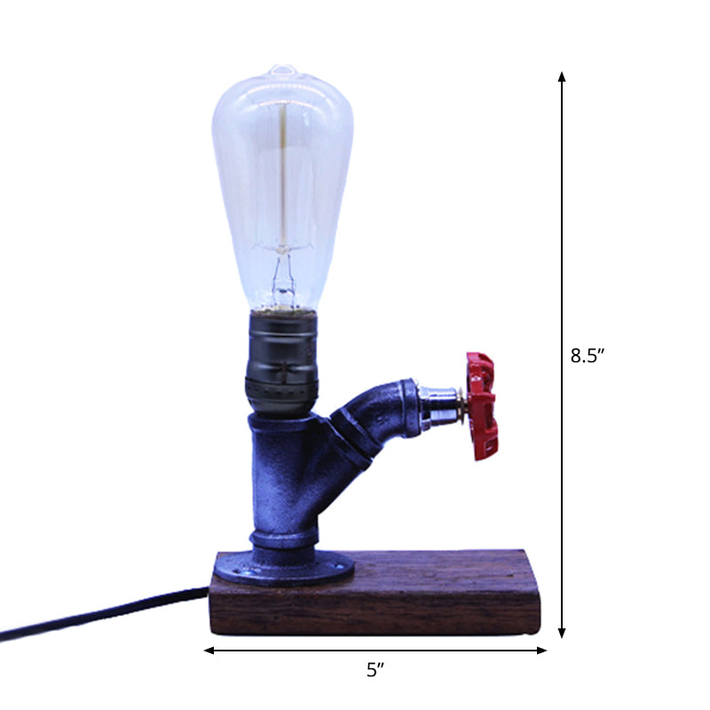 Metal Silver Finish Night Lamp Faucet-Like Single Industrial Style Table Light with Water Valve Deco Clearhalo 'Lamps' 'Table Lamps' Lighting' 1950032