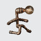 Industrial Pipe Man Night Lamp 1 Head Wrought Iron Table Light in Brass for Boys Room Clearhalo 'Lamps' 'Table Lamps' Lighting' 1950064