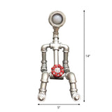 Iron Silver Table Lamp Piping Robot 1 Bulb Industrial Night Stand Light with Rotary Valve Switch Clearhalo 'Lamps' 'Table Lamps' Lighting' 1950125