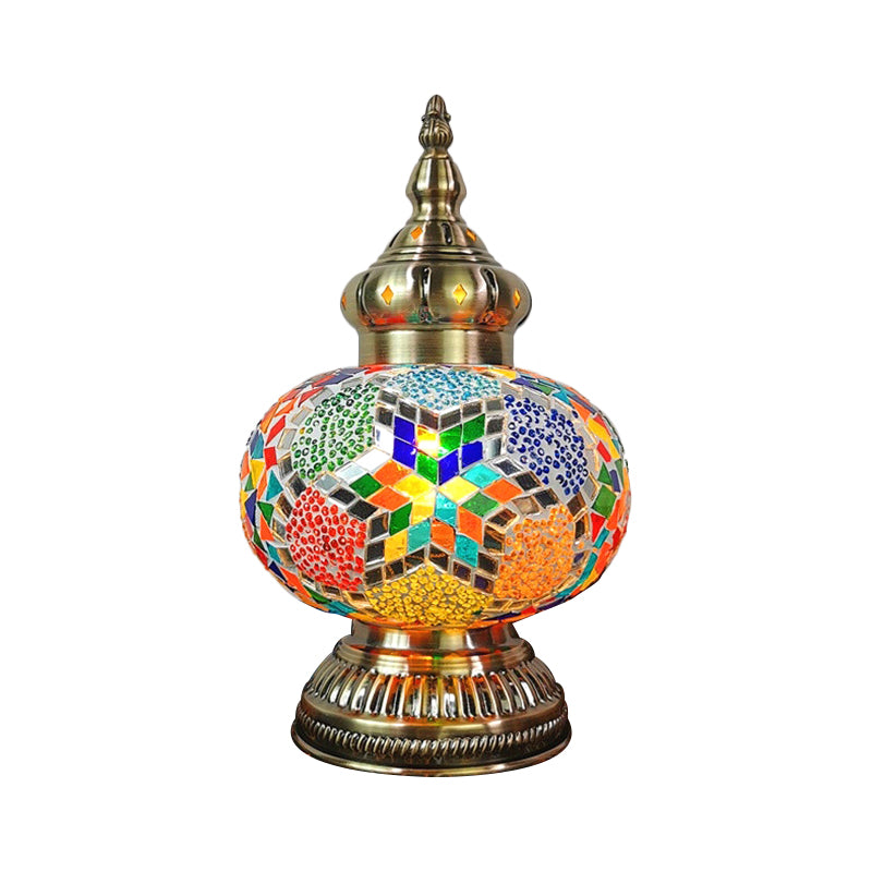 Decorative Oval Night Table Light 1 Bulb Handcrafted Glass Nightstand Lamp in White/Yellow/Blue Clearhalo 'Lamps' 'Table Lamps' Lighting' 1950292