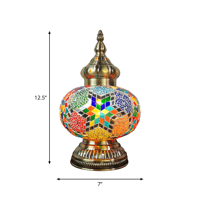 Decorative Oval Night Table Light 1 Bulb Handcrafted Glass Nightstand Lamp in White/Yellow/Blue Clearhalo 'Lamps' 'Table Lamps' Lighting' 1950293