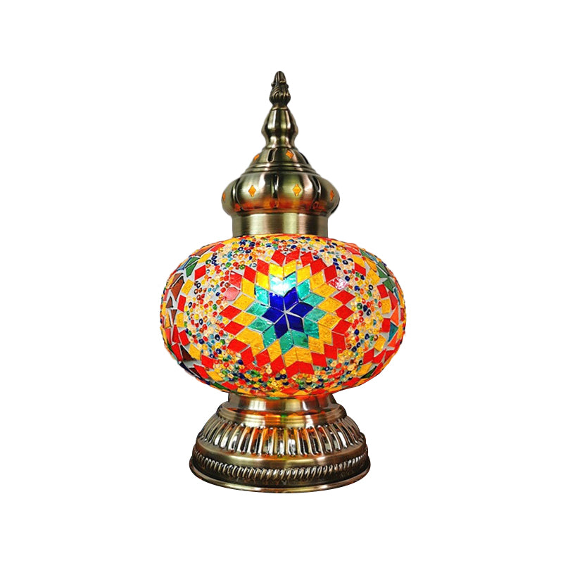 Decorative Oval Night Table Light 1 Bulb Handcrafted Glass Nightstand Lamp in White/Yellow/Blue Clearhalo 'Lamps' 'Table Lamps' Lighting' 1950299