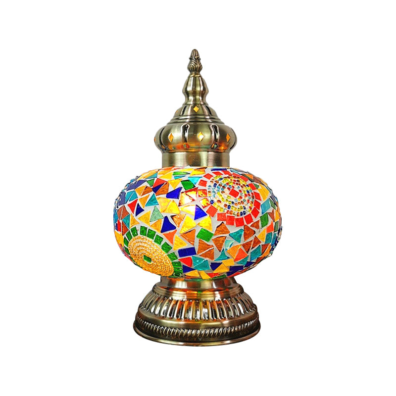 Decorative Oval Night Table Light 1 Bulb Handcrafted Glass Nightstand Lamp in White/Yellow/Blue Clearhalo 'Lamps' 'Table Lamps' Lighting' 1950302