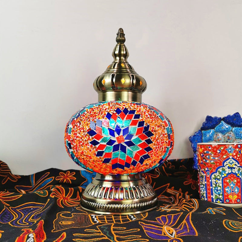 Decorative Oval Night Table Light 1 Bulb Handcrafted Glass Nightstand Lamp in White/Yellow/Blue Orange Red Clearhalo 'Lamps' 'Table Lamps' Lighting' 1950304