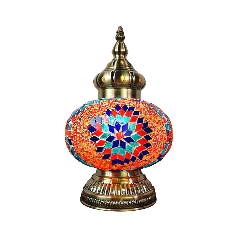 Decorative Oval Night Table Light 1 Bulb Handcrafted Glass Nightstand Lamp in White/Yellow/Blue Clearhalo 'Lamps' 'Table Lamps' Lighting' 1950305