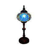 Single Light Desk Lighting Antique Elliptical Stained Glass Night Table Light in White/Red/Blue for Bedroom Clearhalo 'Lamps' 'Table Lamps' Lighting' 1950385