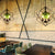 Rhombus Cage Metal Chandelier Rustic 3 Lights Restaurant Hanging Pendant Light in Black with Green Leaf Deco Black Clearhalo 'Cast Iron' 'Ceiling Lights' 'Chandeliers' 'Industrial Chandeliers' 'Industrial' 'Metal' 'Middle Century Chandeliers' 'Rustic Chandeliers' 'Tiffany' Lighting' 1950657