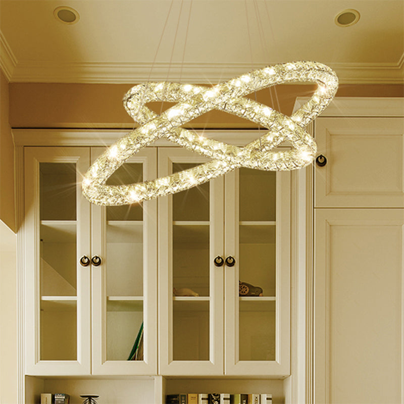 Interlaced Crystal Ring Chandelier Glam LED Ceiling Fixture Chrome Clearhalo 'Ceiling Lights' 'Chandeliers' 'Modern Chandeliers' 'Modern' Lighting' 1950730