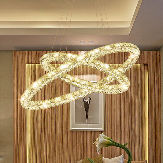 Interlaced Crystal Ring Chandelier Glam LED Ceiling Fixture Clearhalo 'Ceiling Lights' 'Chandeliers' 'Modern Chandeliers' 'Modern' Lighting' 1950731
