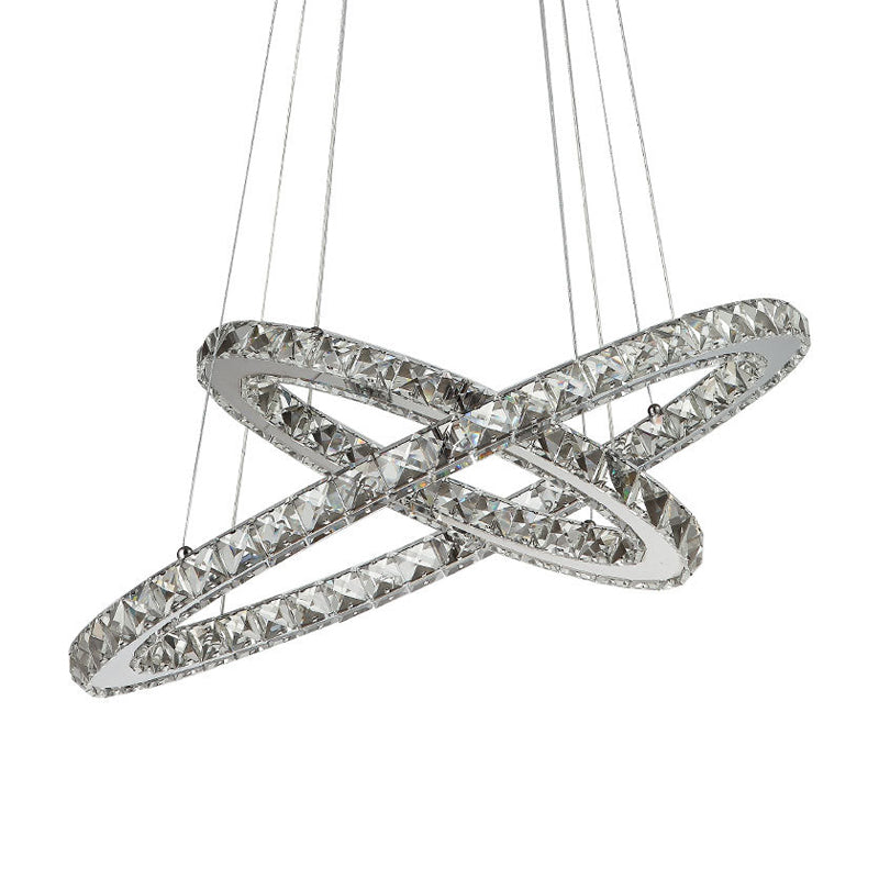 Interlaced Crystal Ring Chandelier Glam LED Ceiling Fixture Clearhalo 'Ceiling Lights' 'Chandeliers' 'Modern Chandeliers' 'Modern' Lighting' 1950732