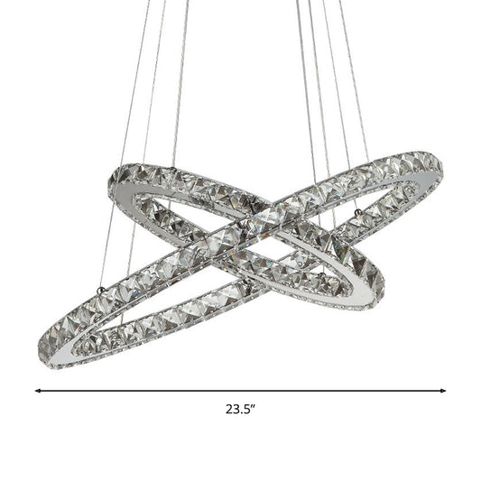 Interlaced Crystal Ring Chandelier Glam LED Ceiling Fixture Clearhalo 'Ceiling Lights' 'Chandeliers' 'Modern Chandeliers' 'Modern' Lighting' 1950733