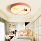 Acrylic Round Flush Ceiling Light with Crescent & Fairy Baby Room Creative Ceiling Lamp in Pink Clearhalo 'Ceiling Lights' 'Close To Ceiling Lights' 'Close to ceiling' Lighting' 1950753