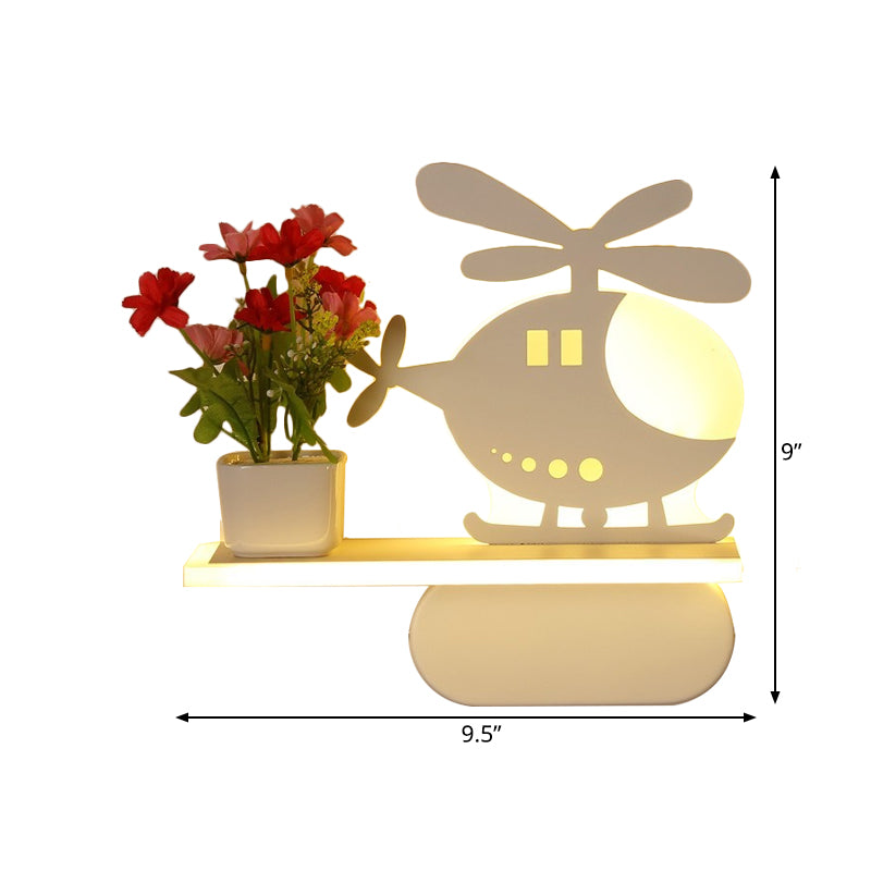 Contemporary White Sconce Light with Shelf Acrylic Wall Lamp for Office Study Room Clearhalo 'Wall Lamps & Sconces' 'Wall Lights' Lighting' 195226