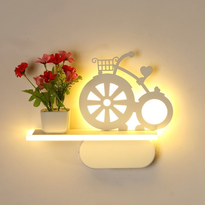 Contemporary White Sconce Light with Shelf Acrylic Wall Lamp for Office Study Room White Bicycle Clearhalo 'Wall Lamps & Sconces' 'Wall Lights' Lighting' 195227