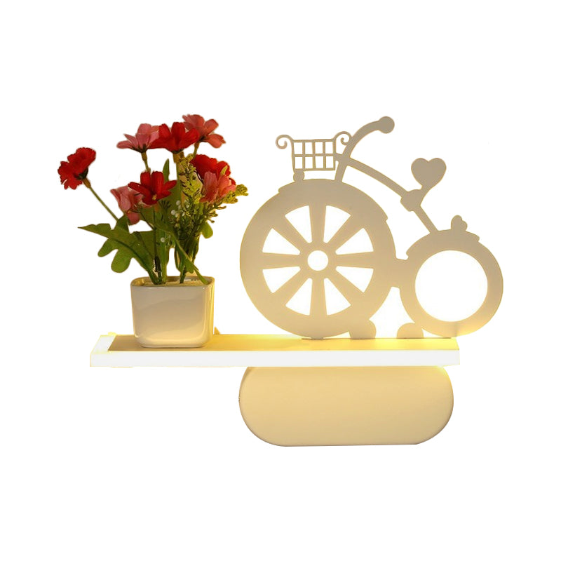 Contemporary White Sconce Light with Shelf Acrylic Wall Lamp for Office Study Room Clearhalo 'Wall Lamps & Sconces' 'Wall Lights' Lighting' 195229