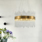 Round Crystal Rod Suspension Lighting Simple LED 25.5"/31.5" W Brass Chandelier Light Fixture with Waterfall Design Clearhalo 'Ceiling Lights' 'Chandeliers' 'Modern Chandeliers' 'Modern' Lighting' 1952625