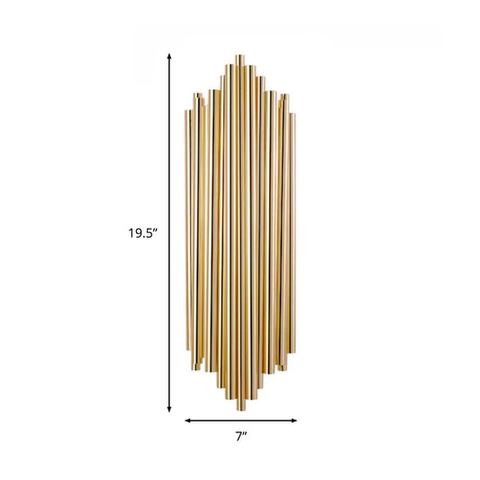Gold Finish Slim Tube Sconce Lighting Post Modern 4 Bulbs Metallic Wall Lamp Fixture Clearhalo 'Cast Iron' 'Glass' 'Industrial' 'Modern wall lights' 'Modern' 'Tiffany' 'Traditional wall lights' 'Wall Lamps & Sconces' 'Wall Lights' Lighting' 1952669