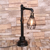 Rustic Stylish Wire Frame Table Light 1 Head Metal Standing Table Lamp with Plumbing Pipe in Black Clearhalo 'Lamps' 'Table Lamps' Lighting' 195528