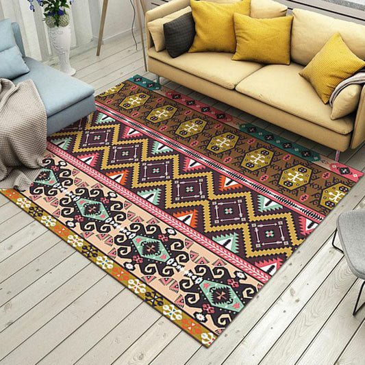 Southwestern Indian Tribal Rug Serrated Diamond Geometric Area Rug Polyester Stain Resistant Rug for Living Room Caramel Clearhalo 'Area Rug' 'Rugs' 'Southwestern' Rug' 1955357