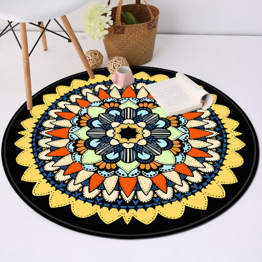 Yellow and Black Americana Rug Polyester Southwestern Rug Non-Slip Backing Area Rug for Bedroom Yellow Clearhalo 'Area Rug' 'Rugs' 'Southwestern' Rug' 1955389