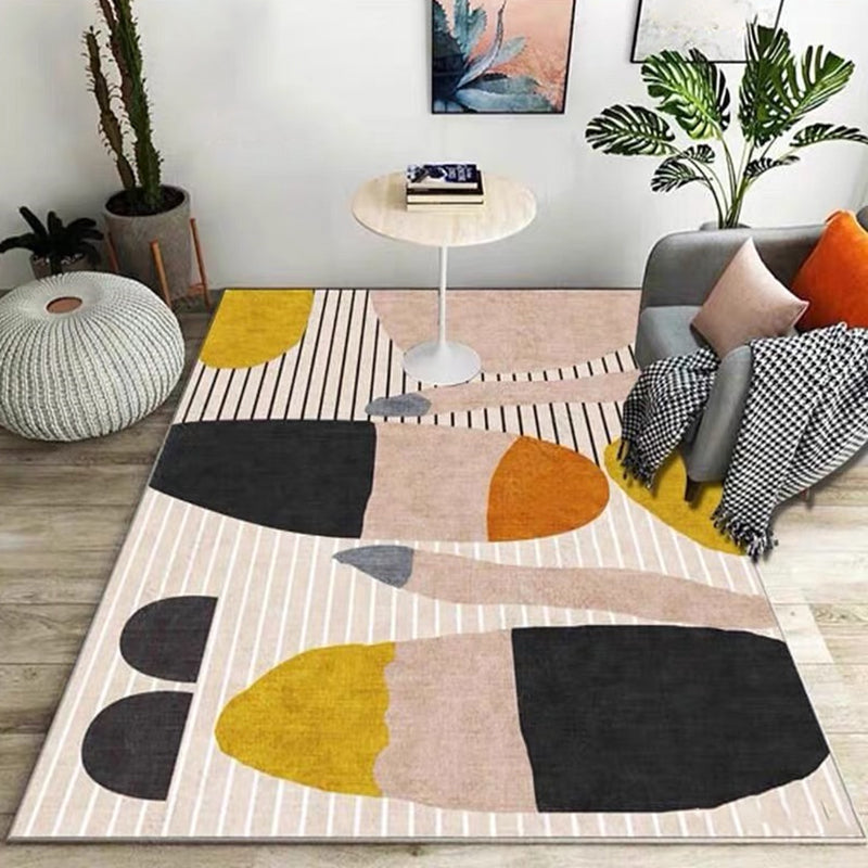 Ivory Bedroom Rug Novelty Stripe Color Block Pattern Rug Polyester Washable Area Rug Light Brown Clearhalo 'Area Rug' 'Rug' 1955470