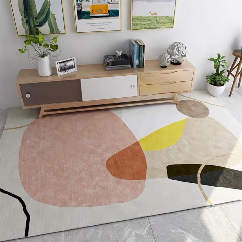 Ivory Bedroom Rug Novelty Stripe Color Block Pattern Rug Polyester Washable Area Rug Light Orange Clearhalo 'Area Rug' 'Rug' 1955477