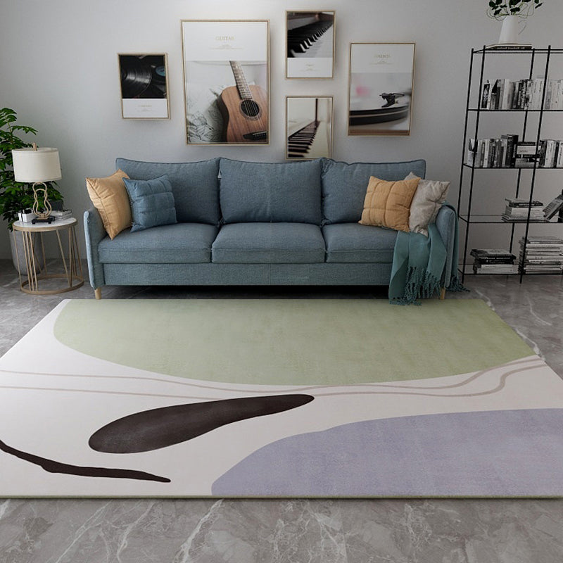 Scandinavian Novelty Rug in Ivory Color Block Lines Print Area Rug Polyester Washable Carpet for Living Room Green Clearhalo 'Area Rug' 'Rug' 1955489