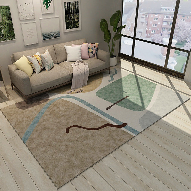 Colorful Novelty Rug Polyester Colorblock Lines Pattern Rug Washable Carpet for Bedroom Brown Clearhalo 'Area Rug' 'Rug' 1955553