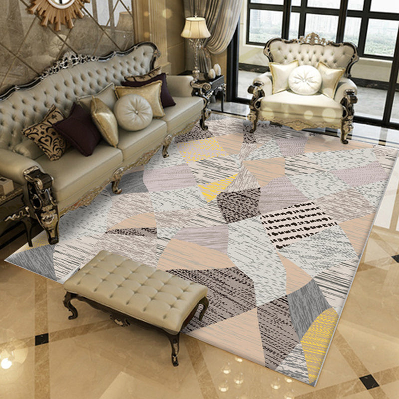 Contemporary Colorblock Line Print Rug Multicolor Novelty Rug Polyester Washable Area Rug for Living Room Pink Clearhalo 'Area Rug' 'Rug' 1955554