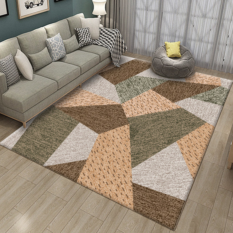 Contemporary Colorblock Line Print Rug Multicolor Novelty Rug Polyester Washable Area Rug for Living Room Brown Clearhalo 'Area Rug' 'Rug' 1955559