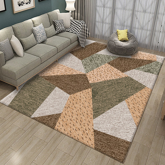 Contemporary Colorblock Line Print Rug Multicolor Novelty Rug Polyester Washable Area Rug for Living Room Brown