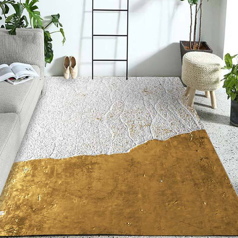 Novelty Home Decoration Rug in Gold Color Block Print Area Rug Polyester Washable Carpet Yellow Clearhalo 'Area Rug' 'Rug' 1955560