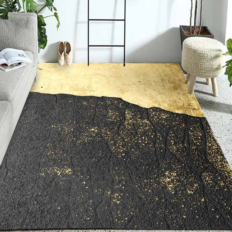 Novelty Home Decoration Rug in Gold Color Block Print Area Rug Polyester Washable Carpet Black Clearhalo 'Area Rug' 'Rug' 1955566