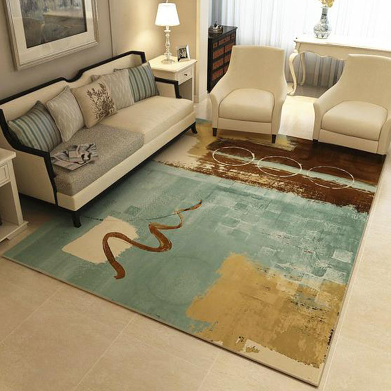 Multicolor Novelty Rug Polyester Colorblock Circle Pattern Rug Washable Carpet for Bedroom Lake Green Clearhalo 'Area Rug' 'Rug' 1955590