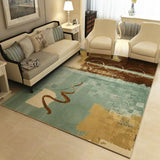 Multicolor Novelty Rug Polyester Colorblock Circle Pattern Rug Washable Carpet for Bedroom Lake Green