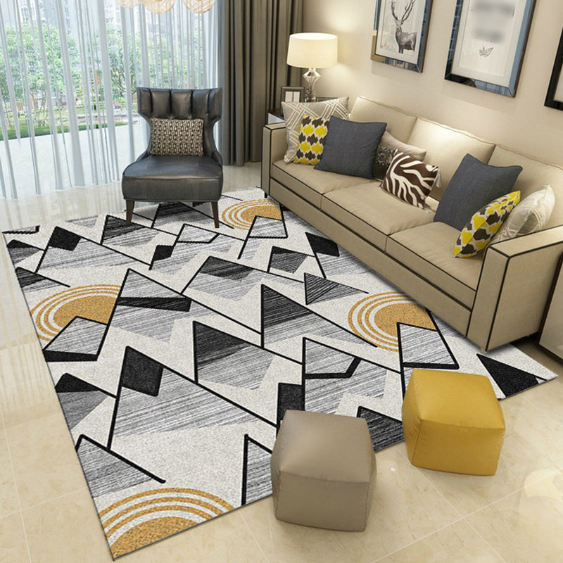 Nordic Novelty Rug in Ivory Geometry Triangle Print Area Rug Polyester Washable Carpet for Living Room Yellow Clearhalo 'Area Rug' 'Rug' 1955651
