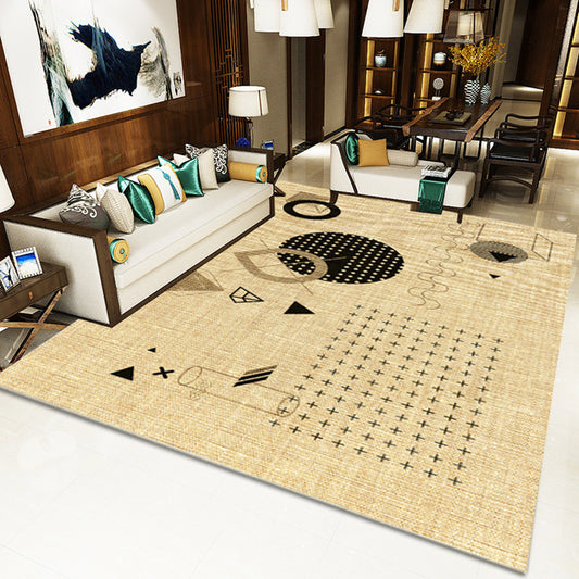 Yellow Home Decoration Rug Novelty Geometric Cross Pattern Area Rug Polyester Washable Carpet Light Yellow
