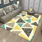 Casual Geometric Colorblock Print Rug Multicolor Polyester Rug Washable Rug for Living Room Yellow