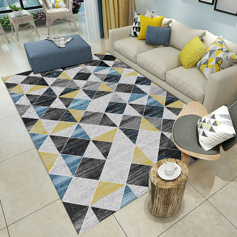 Unique Geometric Colorblock Print Multicolor Modern Rug Polyester Washable Area Rug for Bedroom Grey Clearhalo 'Area Rug' 'Modern' 'Rugs' Rug' 1955699