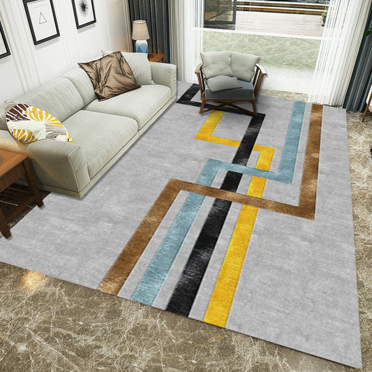 Modern Striped Pattern Rug Grey Polyester Rug Washable Carpet for Living Room Grey Clearhalo 'Area Rug' 'Modern' 'Rugs' Rug' 1955716