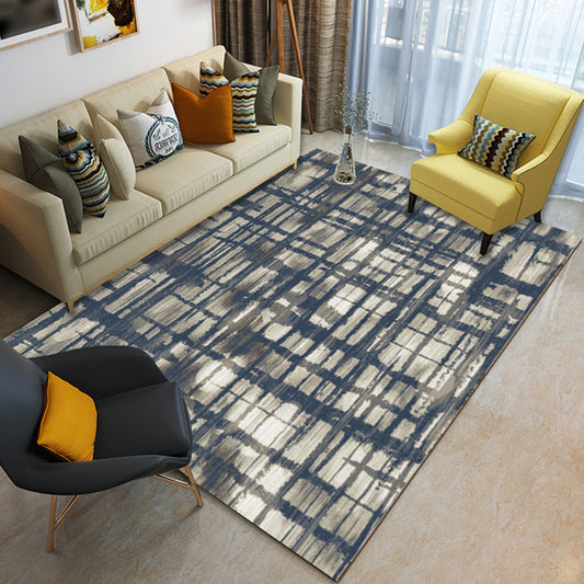 Novelty Bedroom Rug in Brown and Ivory Geometric Stripes Print Rug Polyester Washable Area Rug Black