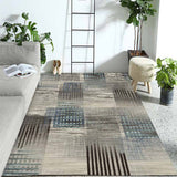 Ivory Home Decoration Rug Novelty Geometric Stripe Pattern Area Rug Polyester Washable Carpet Beige