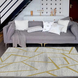 Novelty Bedroom Rug in Grey Geometry Irregular Line Print Rug Polyester Washable Area Rug Grey