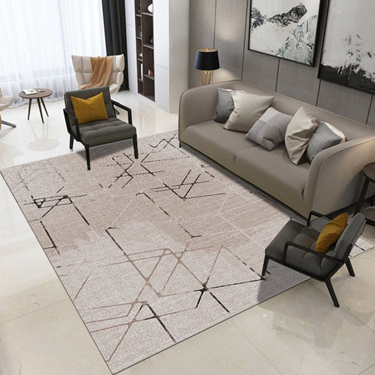 Novelty Bedroom Rug in Ivory and Brown Geometry Triangle Print Rug Polyester Washable Area Rug Light Khaki
