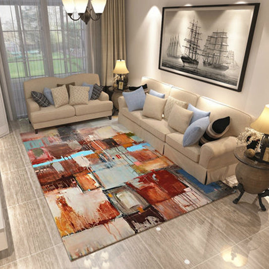 Red Multicolor Rug Polyester Oil Painting Print Rug Washable Non-Slip Backing Area Rug for Living Room Red Clearhalo 'Area Rug' 'Modern' 'Rugs' Rug' 1955841