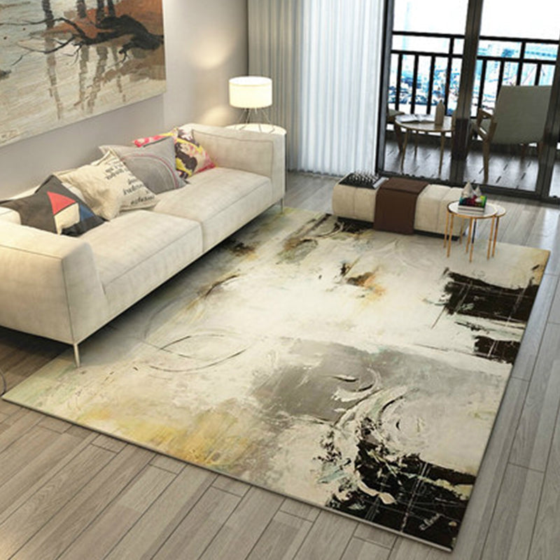 Simple Abstract Rug Grey and Black Polyester Rug Machine Washable Non-Slip Backing Area Rug for Bedroom Grey Clearhalo 'Area Rug' 'Modern' 'Rugs' Rug' 1955846