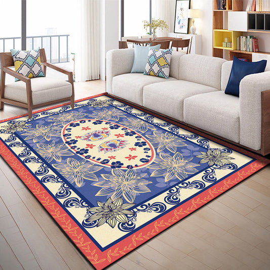 Mediterranean Moroccan Rug Colorful Oval Flower Leaf Print Area Rug Polyester Anti-Slip Backing Area Rug for Home Decoration Purple Clearhalo 'Area Rug' 'Moroccan' 'Rugs' Rug' 1955900