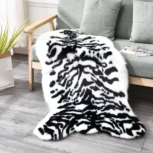 Simple Tiger Skin Pattern Rug White and Brown Nordic Rug Shag Washable Anti-Slip Backing Area Rug for Living Room White 2'4" x 3'11" Clearhalo 'Area Rug' 'Casual' 'Rugs' Rug' 1956015