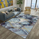 Contemporary Polyester Area Rug with Marble Pattern Blue Green Machine Washable Area Rug for Room Aqua